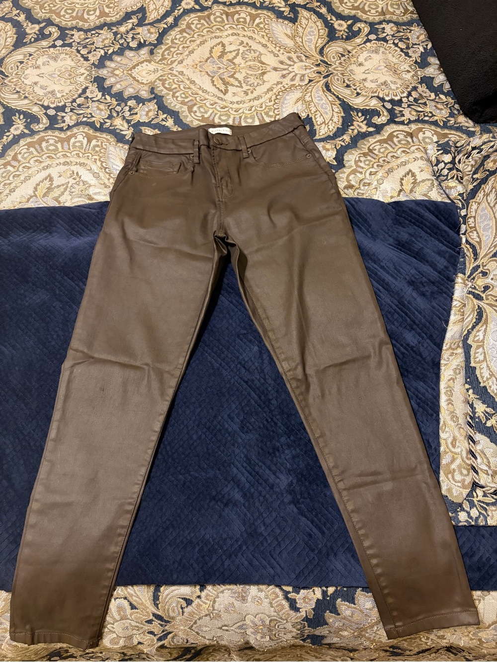 Gianni Bini Coated Skinny Jeans — Brown
